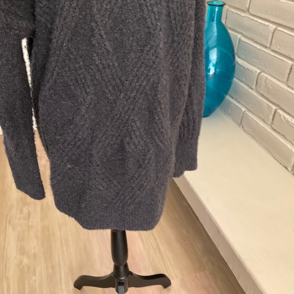 Anthropologie Moth Cardigan Cable Wool Alpaca Textured fisherman Sweater Gray M - Picture 8 of 14